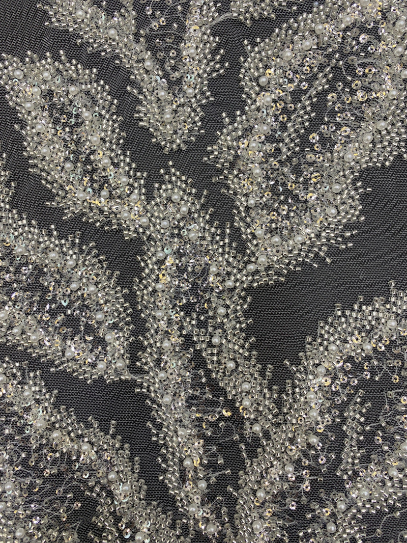 3D Heavy Double Bead & 3/4mm Sequin Fabric — fabric photo 3