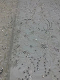 White-Core Bead & 3/7 mm Sequin Embroidered Fabric — fabric photo 6