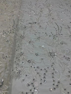White-Core Bead & 3/7 mm Sequin Embroidered Fabric — fabric photo 6