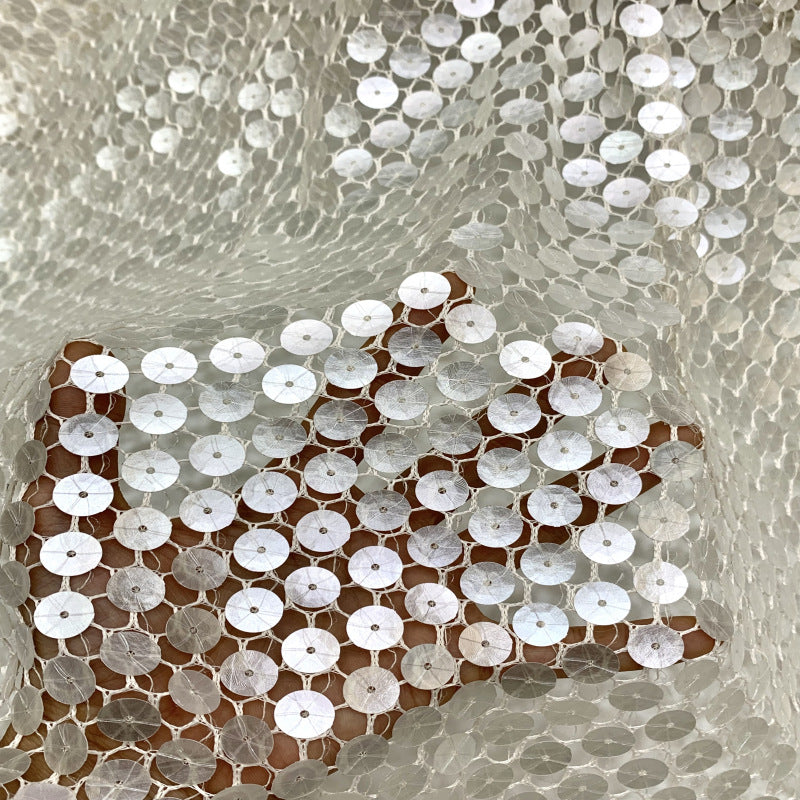 Honeycomb Mesh with 12mm Sequin Embroidery