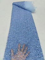 Random Mesh Bugle Bead 3/5mm Sequin Bridal Fabric — fabric photo 4