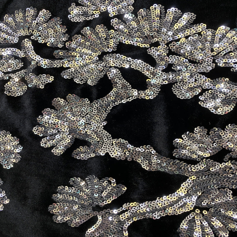 3 mm Sequin Embroidered Velvet-Base Fabric — fabric photo 3