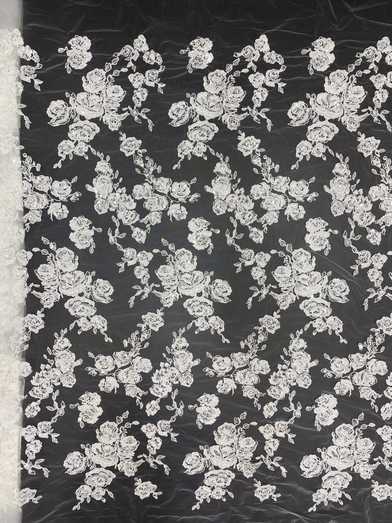Sequin Embroidered Bridal Fabric – Design 37375 — fabric photo 6