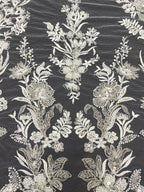 Beaded Sequin Wedding Lace with Rope Embroidery — fabric photo 3