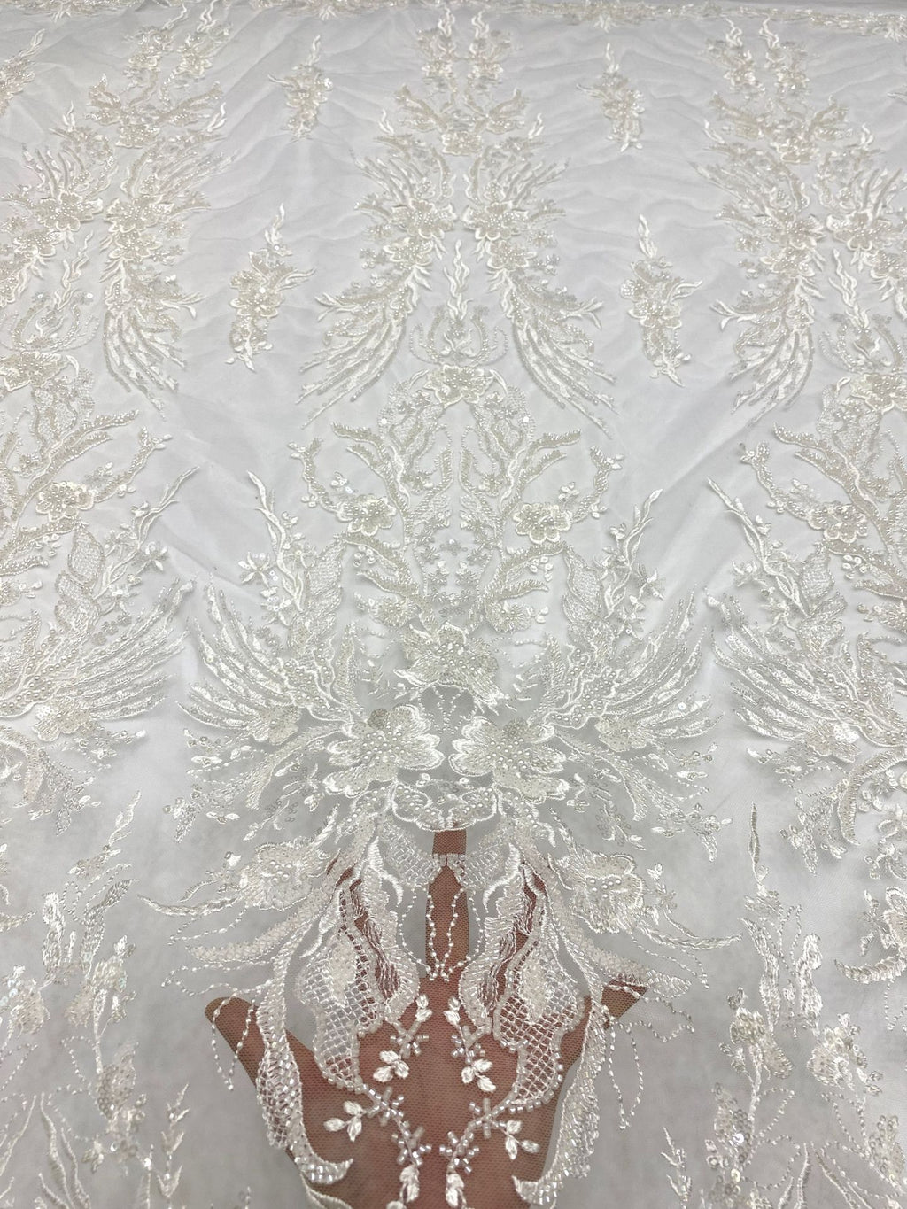 Thread Embroidery & Foam Bead Sequin Fabric — fabric photo 4
