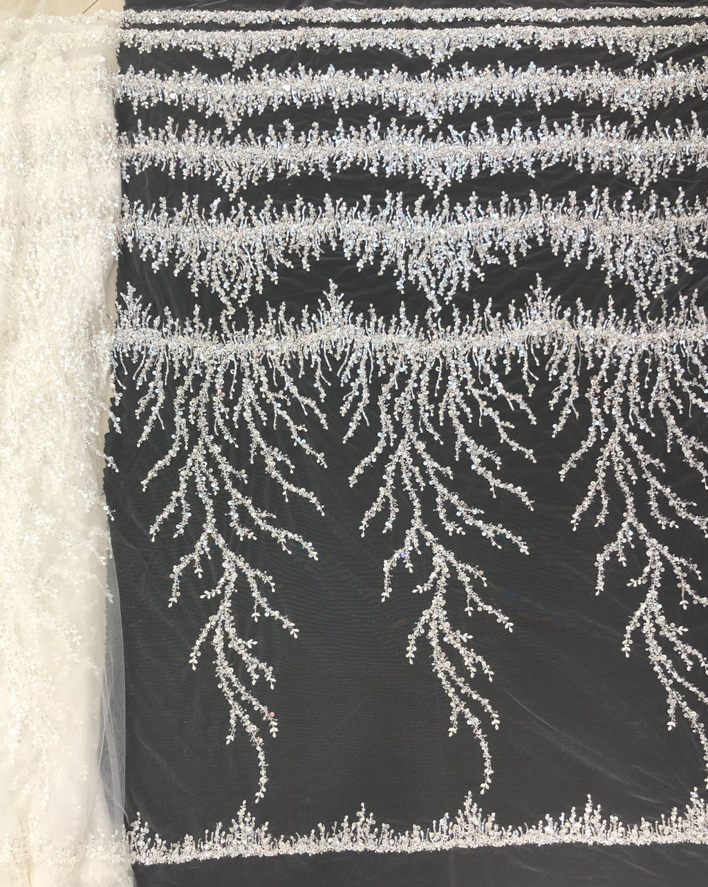 3 mm Sequin & Double-Bead Embroidered Bridal Fabric