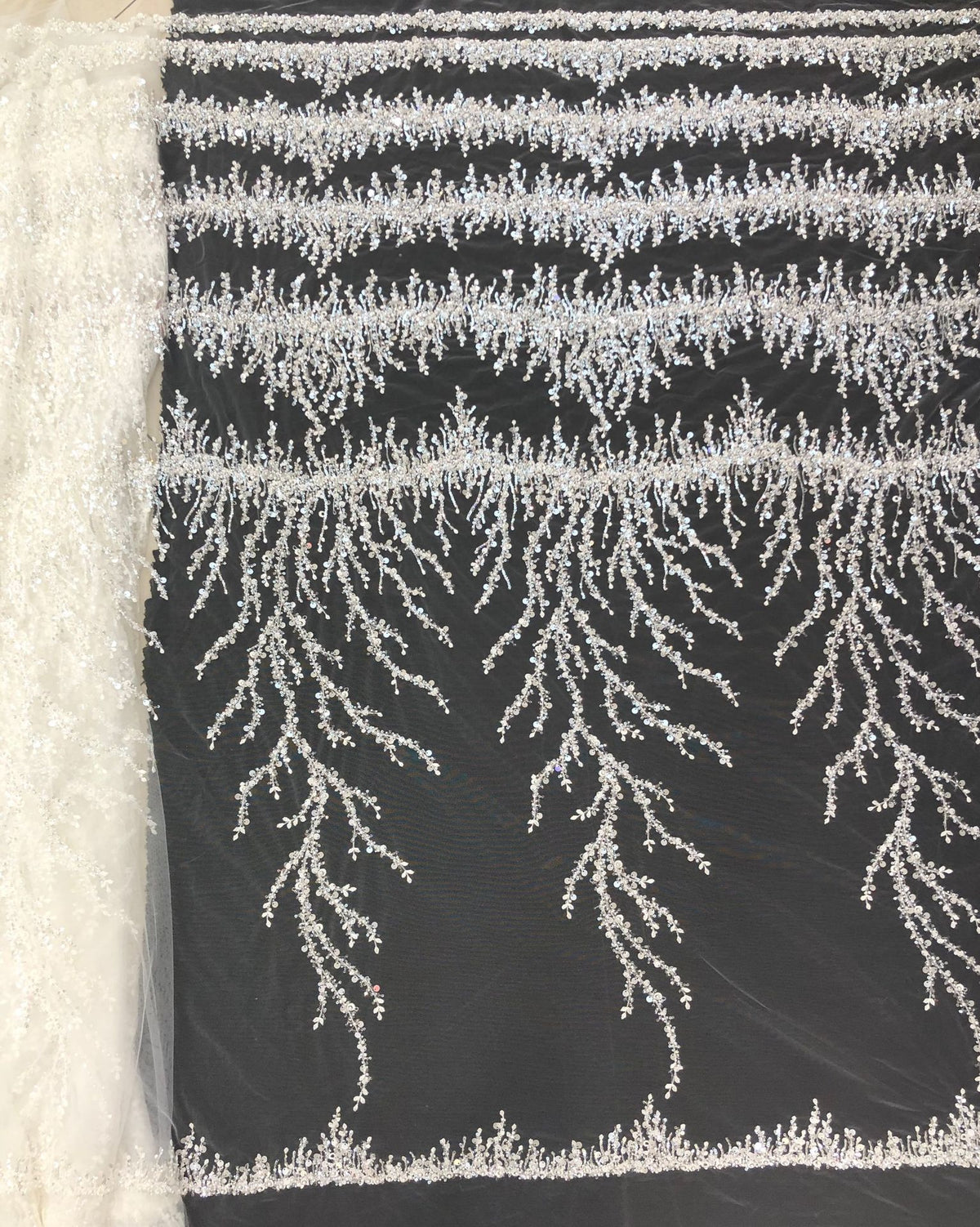 3 mm Sequin & Double-Bead Embroidered Bridal Fabric