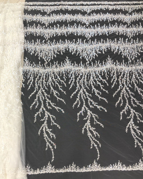 3 mm Sequin & Double-Bead Embroidered Bridal Fabric