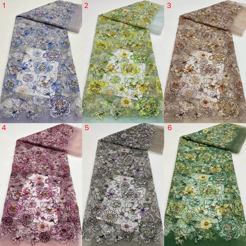 Printed Bead & Sequin Embroidered Organza