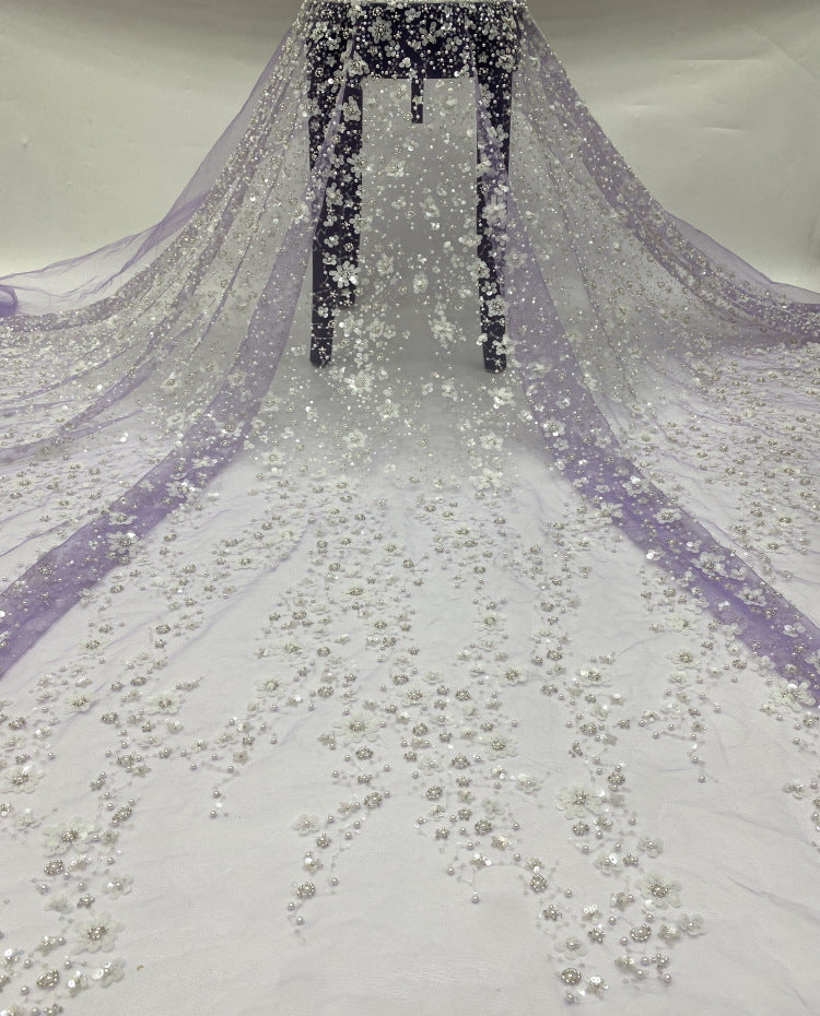 Gradient Foam Bead Silver Sequin Embroidery Fabric — fabric photo 4