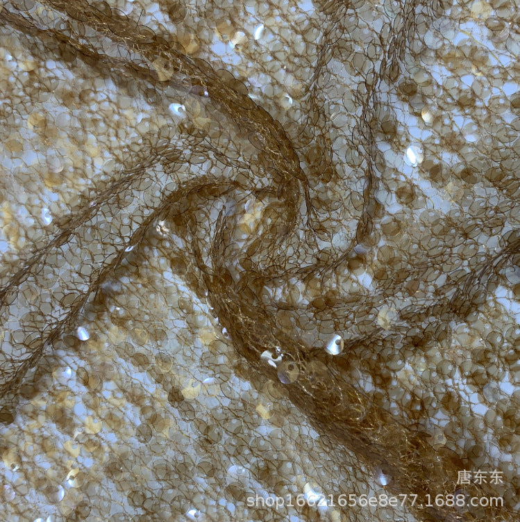 Colorful Sequin & Bead Embroidery Fabric for Dresses — fabric photo 3