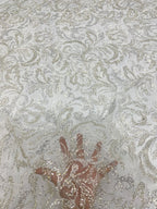 2/4 mm Sequin Embroidered Bridal Fabric – Design 16191