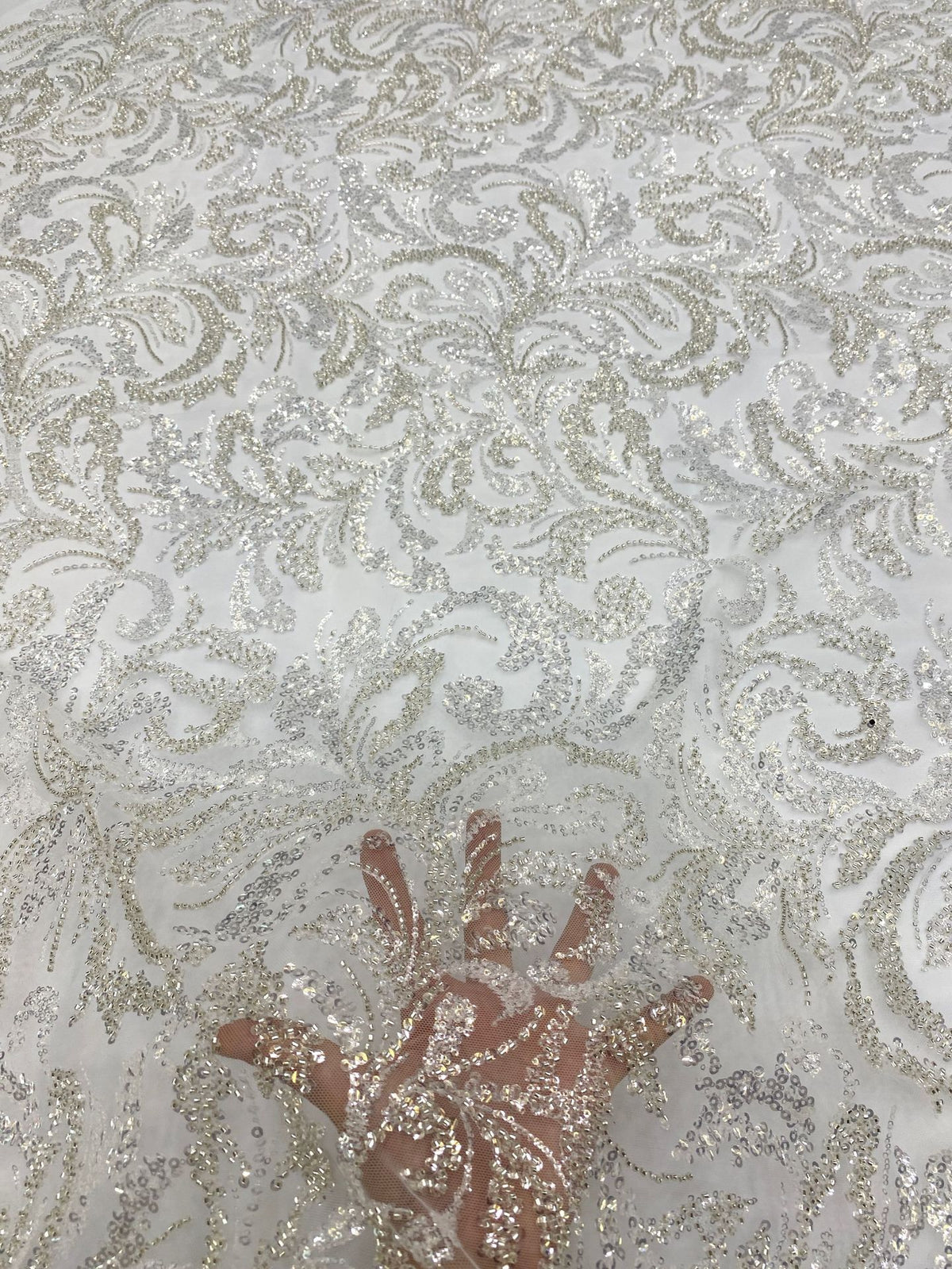 2/4 mm Sequin Embroidered Bridal Fabric – Design 16191