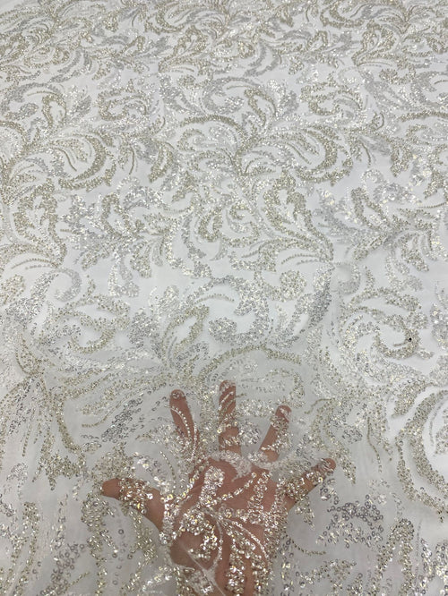 2/4 mm Sequin Embroidered Bridal Fabric – Design 16191