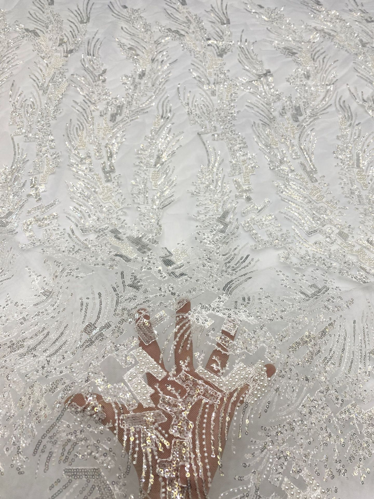 Foam Bead Sequin Embroidery Fabric for Evening Gowns — fabric photo 4