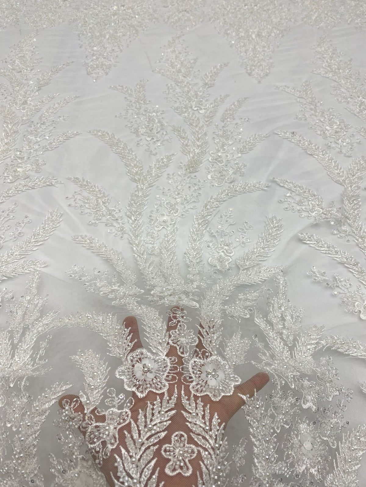 Foam Bead & 3/7mm Sequin Embroidered Fabric — fabric photo 4