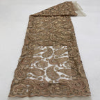 Paisley Cordwork & Gold-Thread Embroidered Bridal Fabric