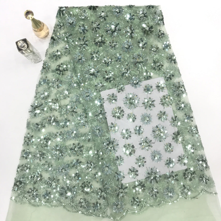 Tiny Floral Double-Bead & 3/5 mm Sequin Embroidery — fabric photo 2