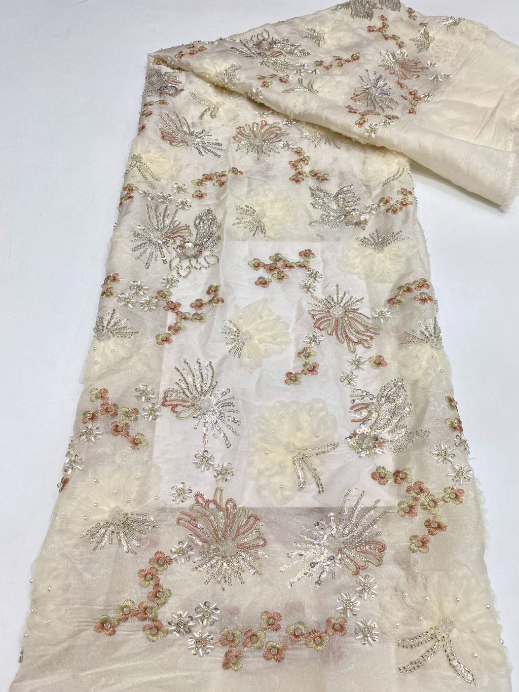 Fine Mesh Multi-Technique Bead and Sequin Embroidery Fabric — fabric photo 6