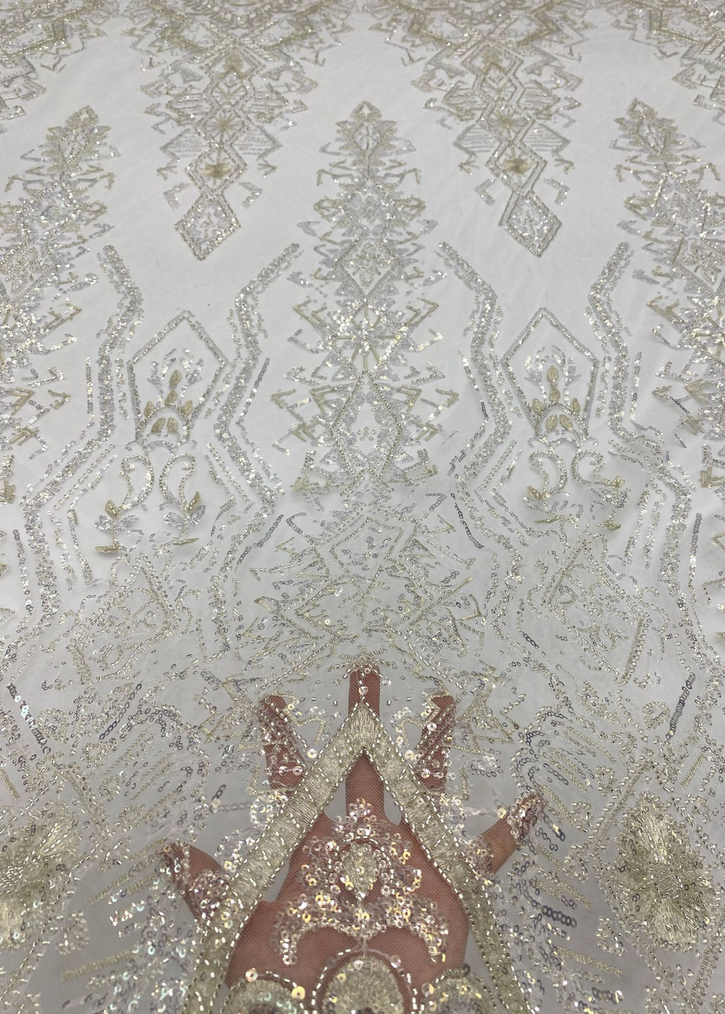 Sequin Embroidered Bridal Fabric – Design 54047 — fabric photo 2