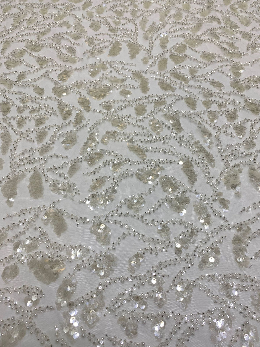 Foam Bead Fabric with Mixed-Size Sequin Embroidery — fabric photo 2