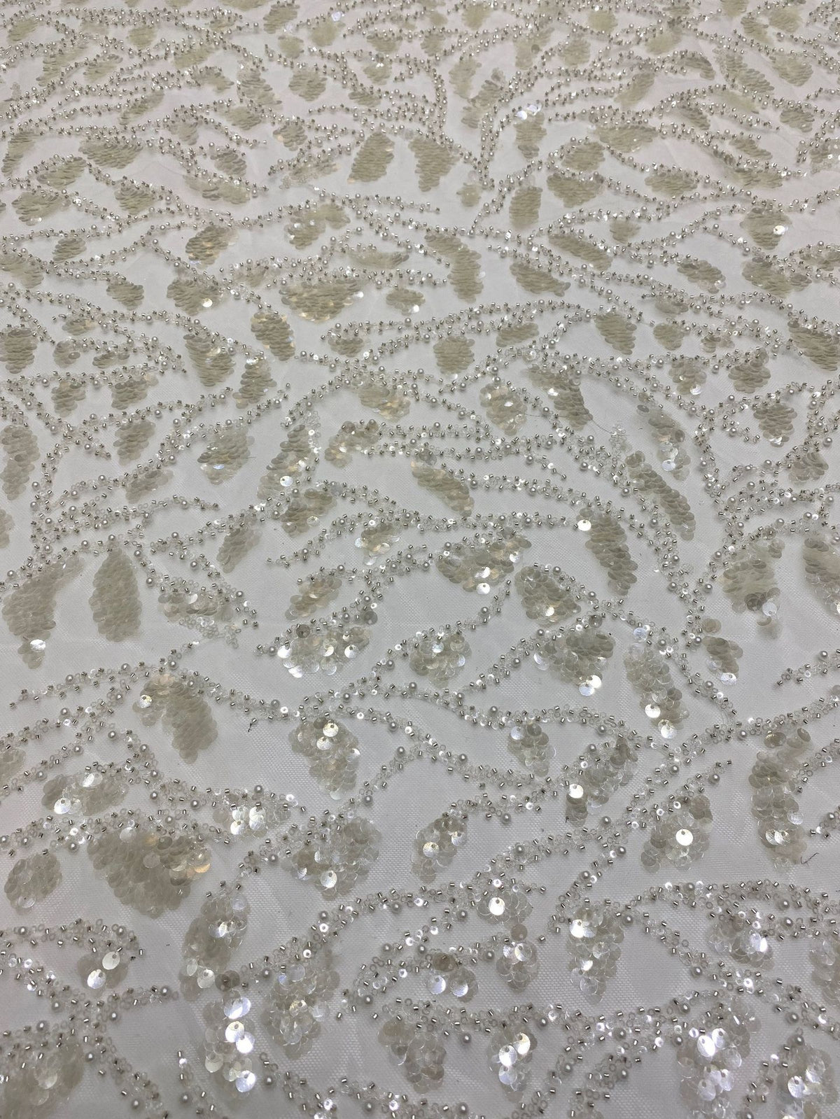 Foam Bead Fabric with Mixed-Size Sequin Embroidery — fabric photo 2