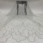 Linear Bugle and Silver Bead Embroidery with 3/5 mm Sequins