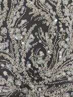 Positioned Floral Bead & 3/7mm Sequin Bridal Fabric — fabric photo 3
