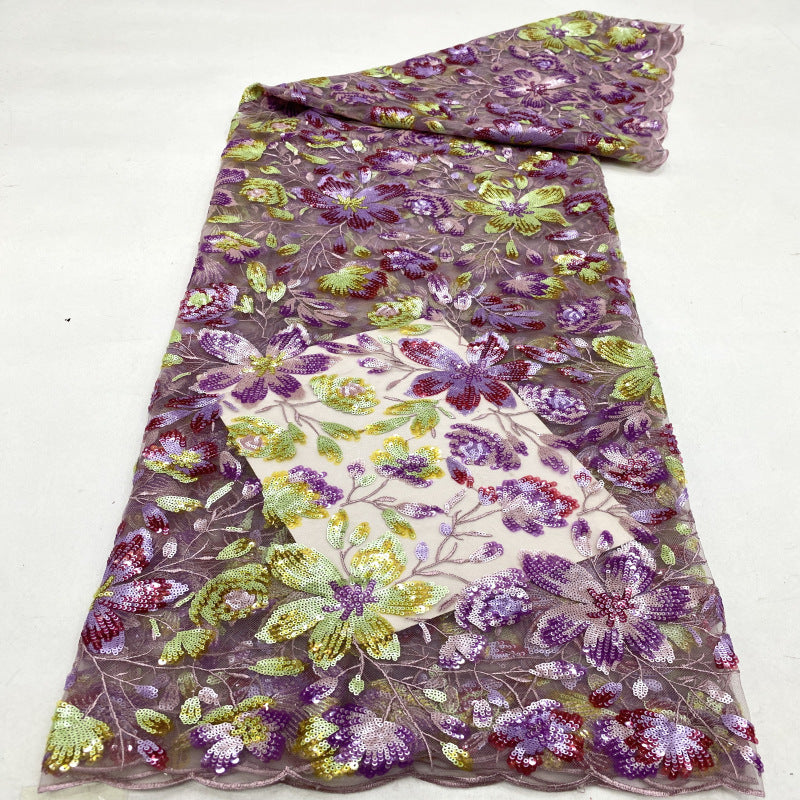 Botanical Multicolor Sequin Embroidery Fabric — fabric photo 5