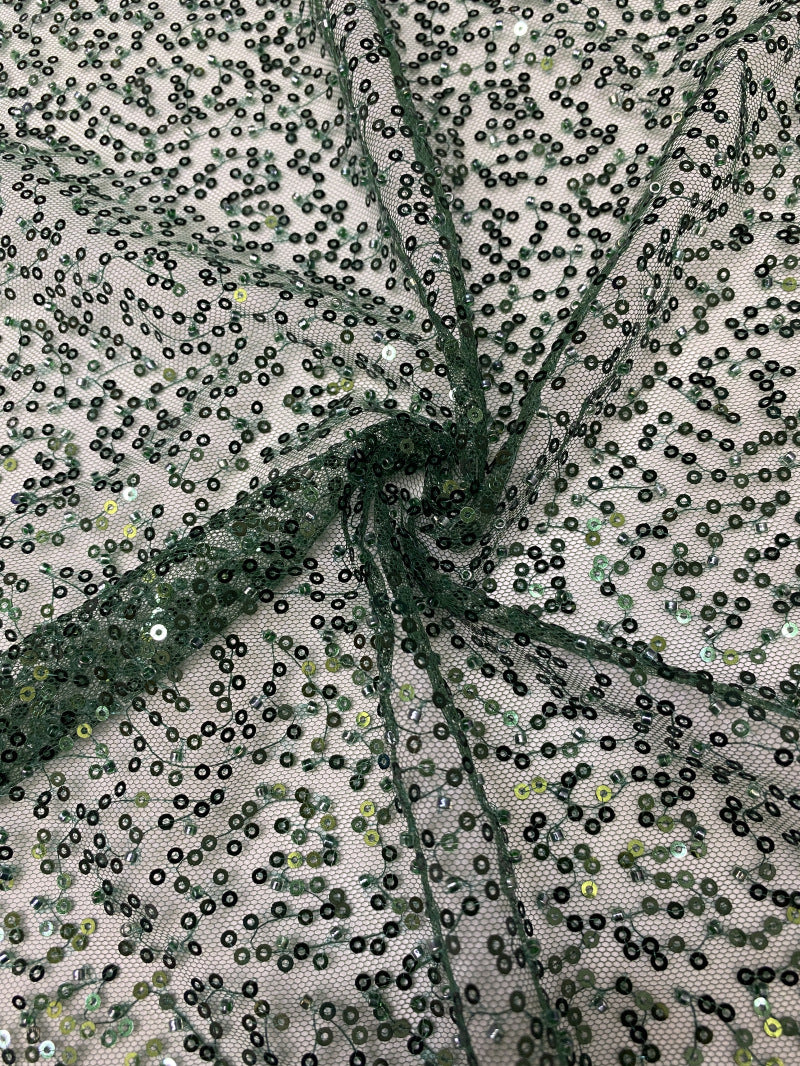 Sequin and Bead Embroidered Mesh Fabric — fabric photo 6