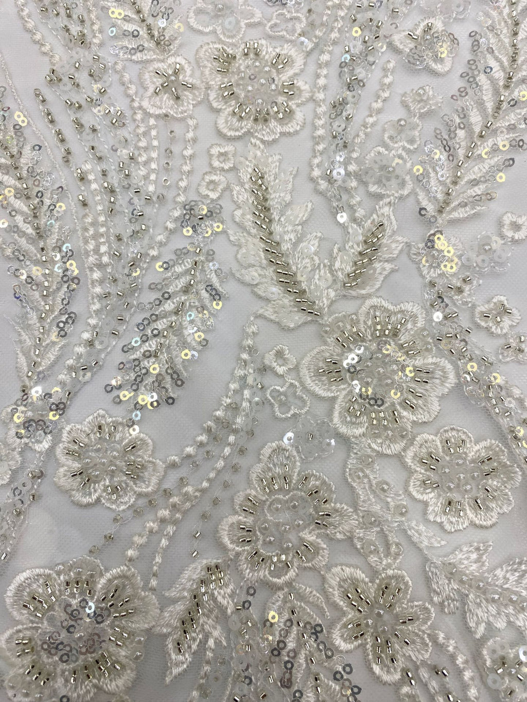 Sequin & Bubble-Bead Embroidered Bridal Fabric – Design 21887 — fabric photo 5