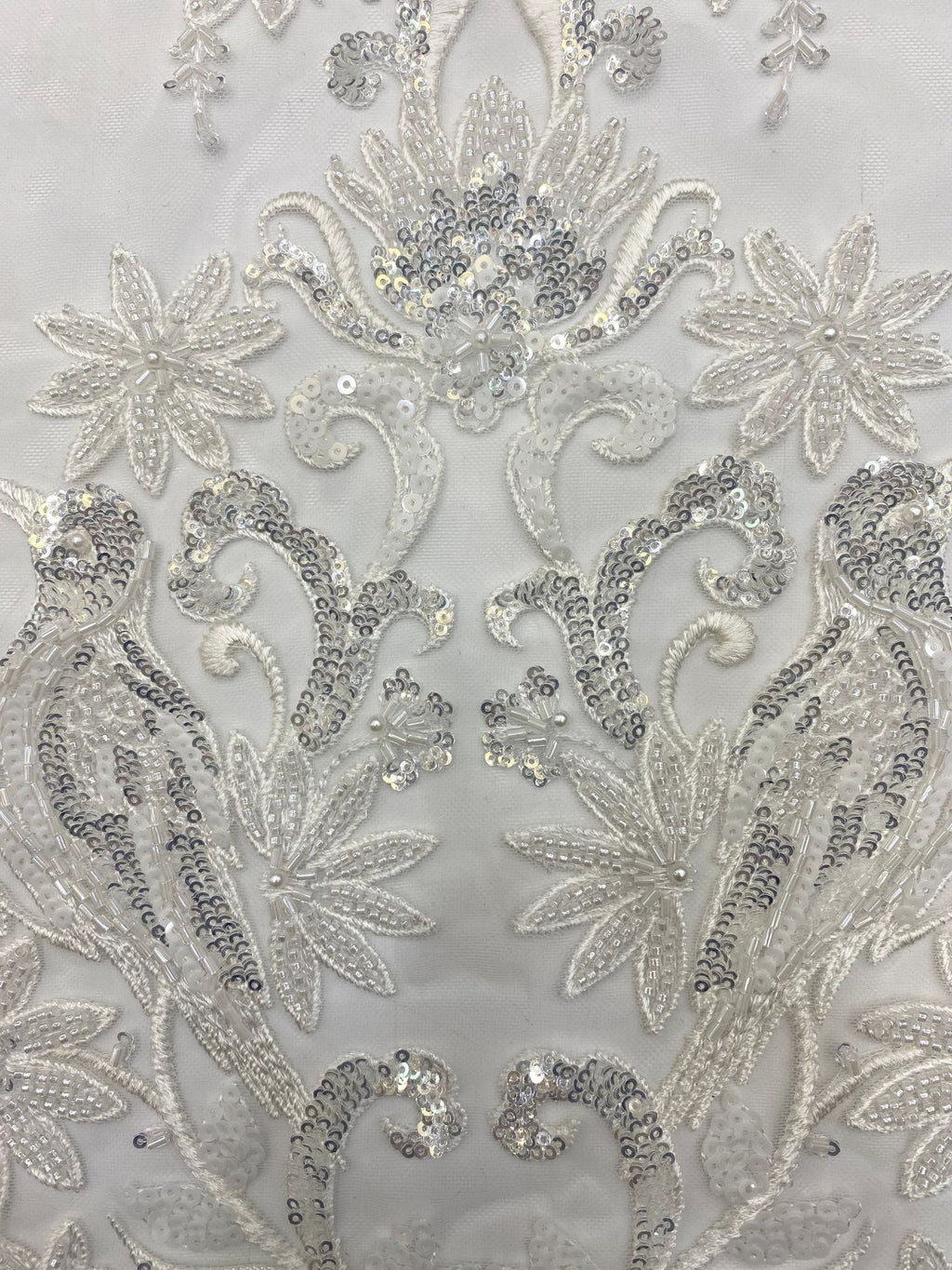 Symmetrical Bugle and Foam Bead Sequin Fabric — fabric photo 5