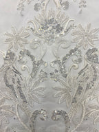 Symmetrical Bugle and Foam Bead Sequin Fabric — fabric photo 5
