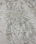 Raised Silver-Bead & 3/6 mm Crystal Sequin Fabric — fabric photo 6