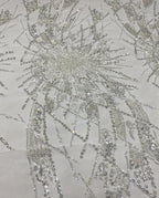 Raised Silver-Bead & 3/6 mm Crystal Sequin Fabric — fabric photo 6
