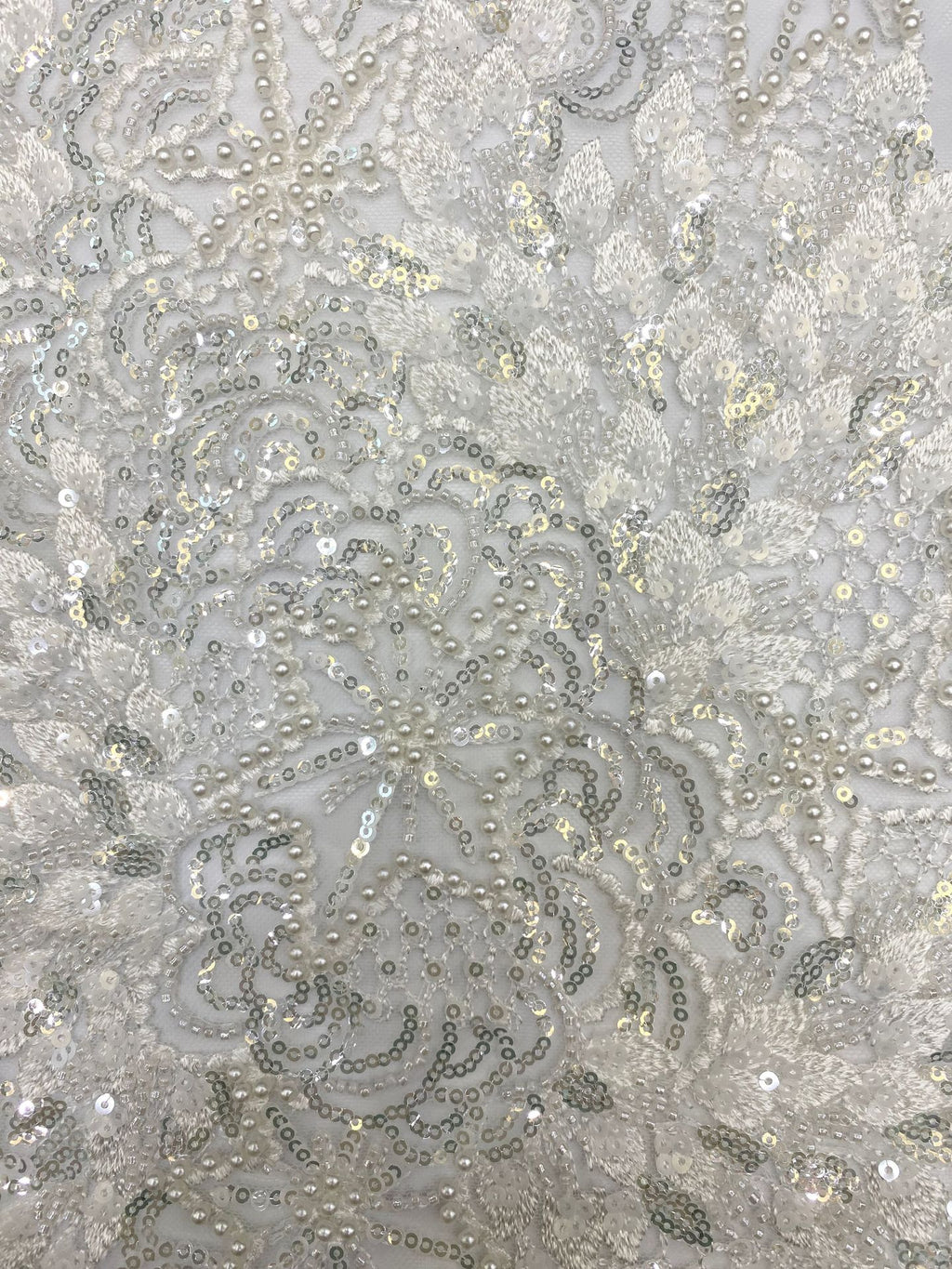 Botanical Foam Bead Sequin Fabric for Bridal Gowns — fabric photo 5