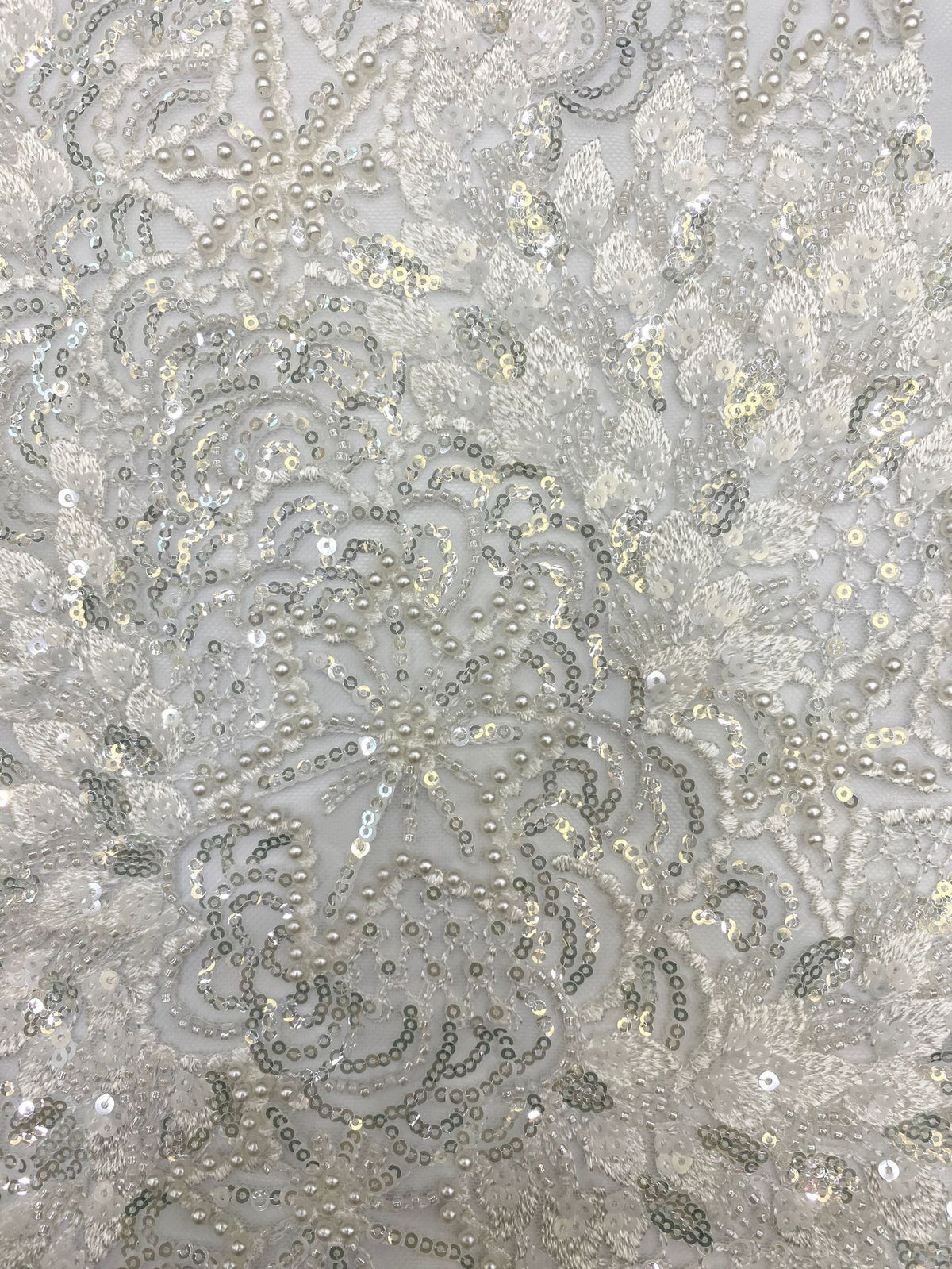Botanical Foam Bead Sequin Fabric for Bridal Gowns — fabric photo 5