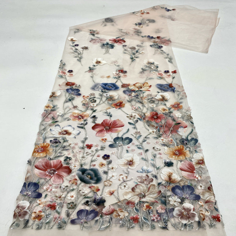 Printed Bead Sequin Ethnic Embroidery Fabric — fabric photo 5