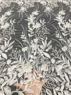 Bugle Bead & Sequin Embroidered Bridal Fabric — fabric photo 2