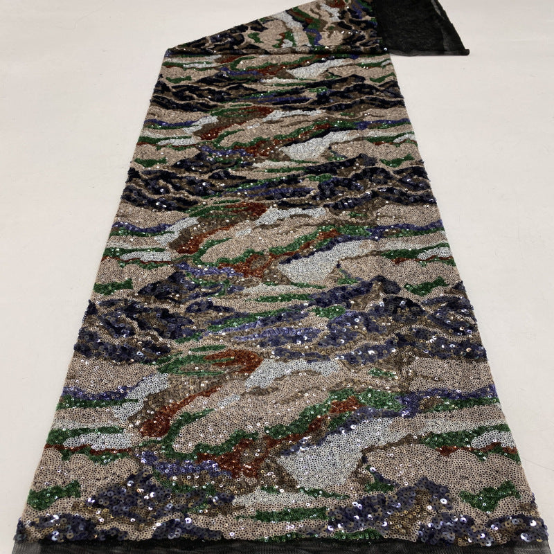 Multicolor Geometric Sequin Embroidered Bridal Fabric