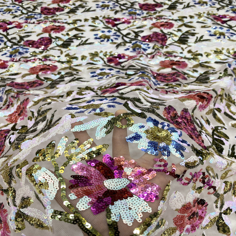 Colorful 4 mm Sequin Embroidered Mesh Fabric — fabric photo 4