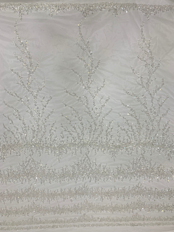 3 mm Sequin & Double-Bead Embroidered Bridal Fabric — fabric photo 6