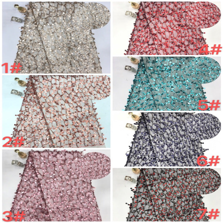 3/5/9/12 mm Sequin Embroidered Bridal Fabric — fabric photo 2