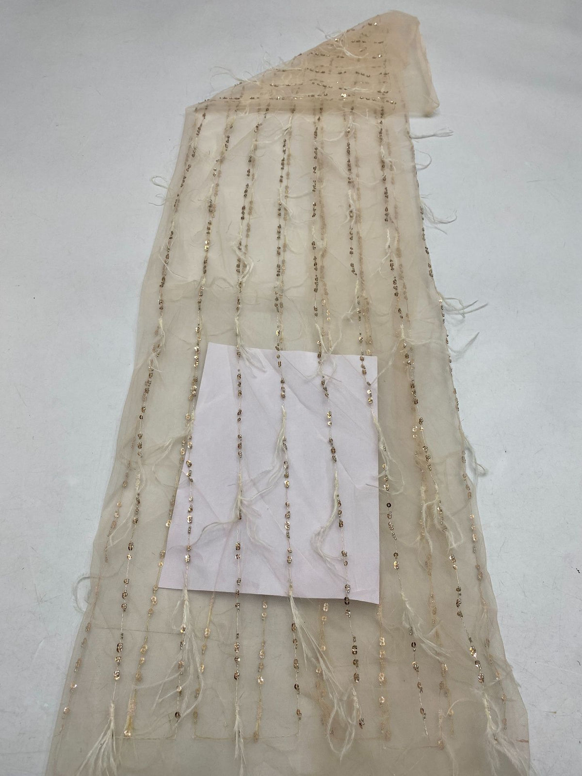 Feather Beaded Sequin Embroidered Mesh Fabric — fabric photo 6