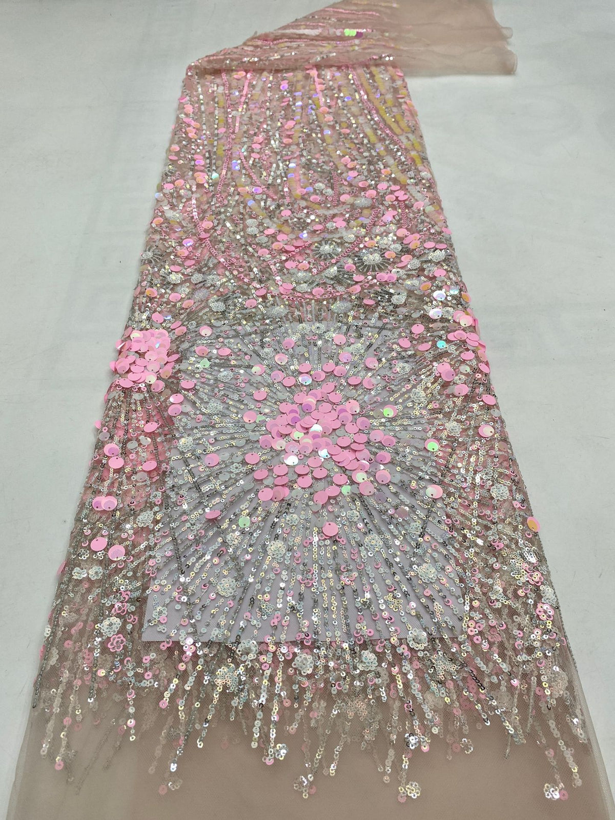 Metallic Beaded Mesh Embroidery Fabric