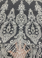 Sequin & Bugle-Bead Embroidered Bridal Fabric – Design 67007 — fabric photo 2