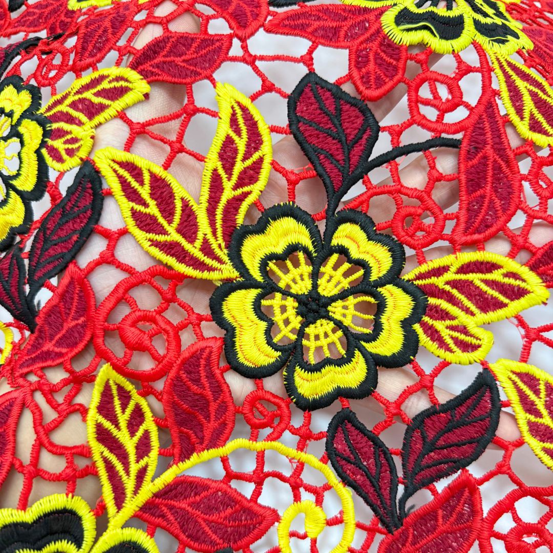 Floral Embroidered Guipure Lace Fabric – Design 00383 — fabric photo 2