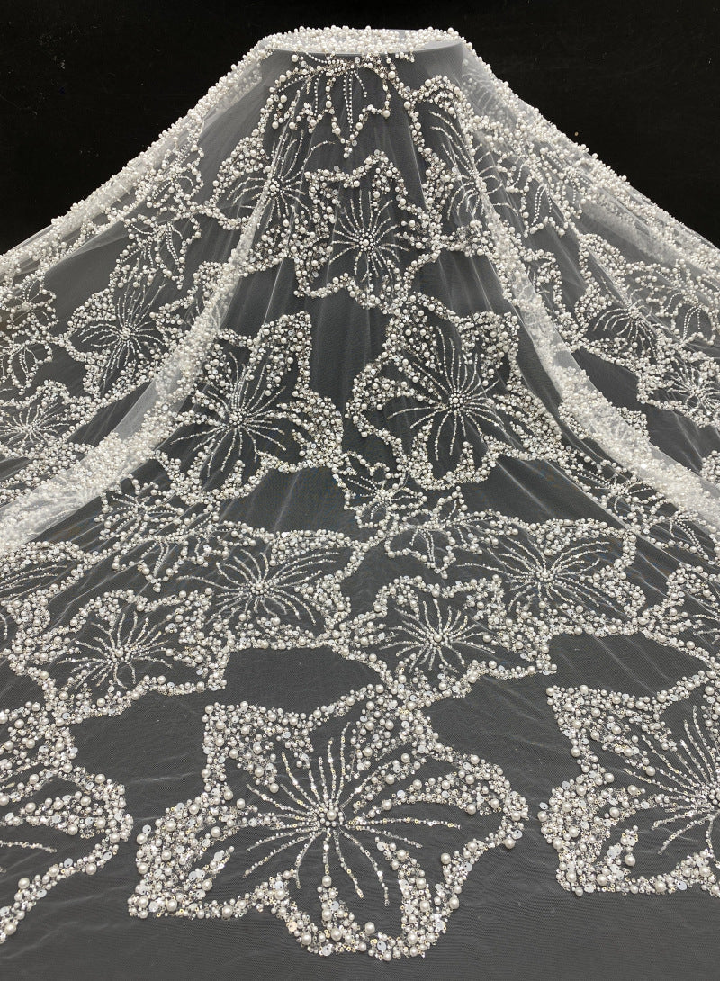 Heavy Foam Bead Sequin Fabric for Wedding Gowns — fabric photo 6