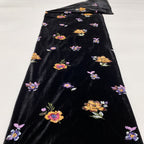 Multicolor Small Floral Sequin Embroidered Velvet-Base Fabric
