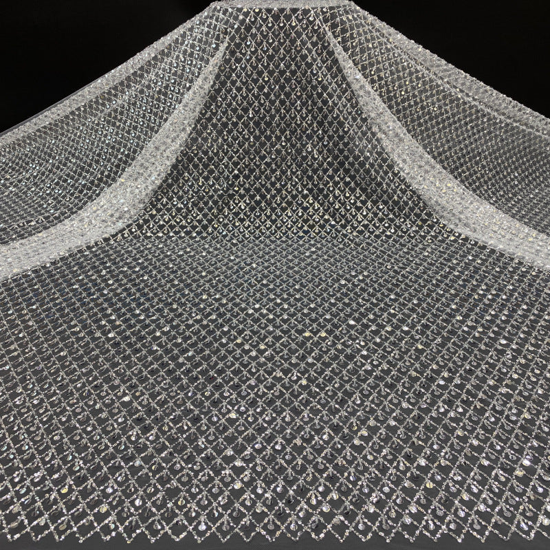 Crystal Sequin Bead Embroidered Bridal Fabric — fabric photo 3